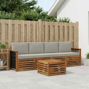 Set di divani da esterno 5 pz Naturale e Grigio Chiaro 3383992