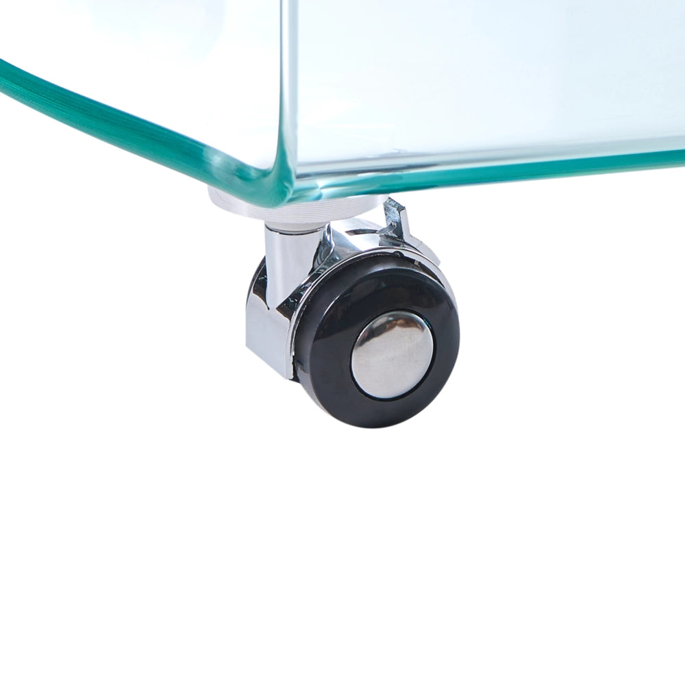 Tavolino trasparente in vetro temperato 57 x 45 cm con ruote Stile minimalista Soggiorno