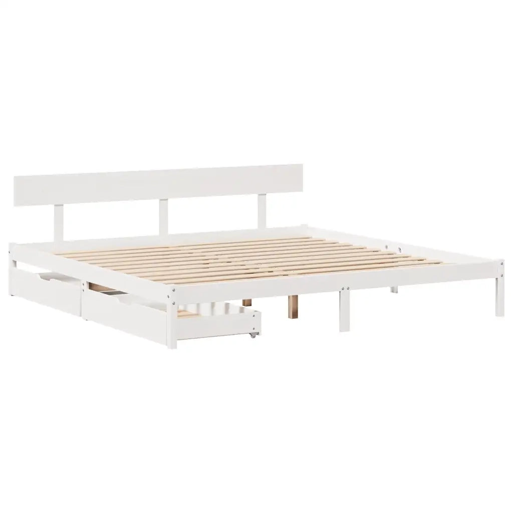 Letto senza Materasso Bianco 180x200 cm Legno Massello di Pino 3301521