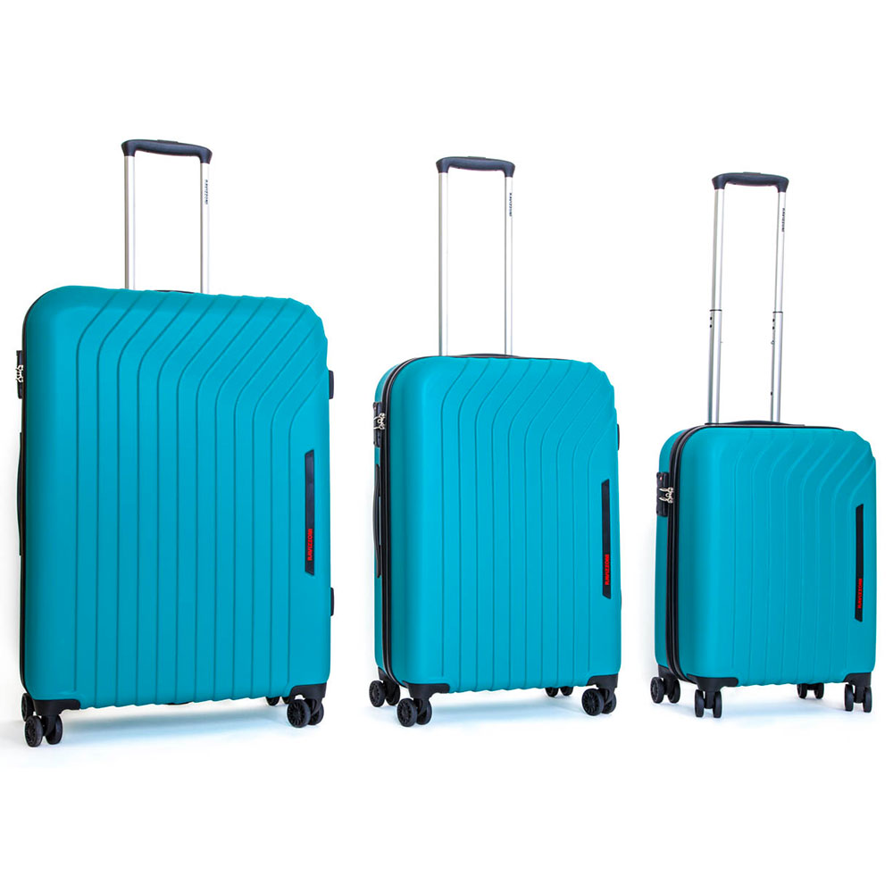 Set 3 Valigie Trolley Rigide in ABS 4 Ruote TSA Ravizzoni Cielo Turchese