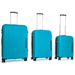 Set 3 Valigie Trolley Rigide in ABS 4 Ruote TSA Ravizzoni Cielo Turchese