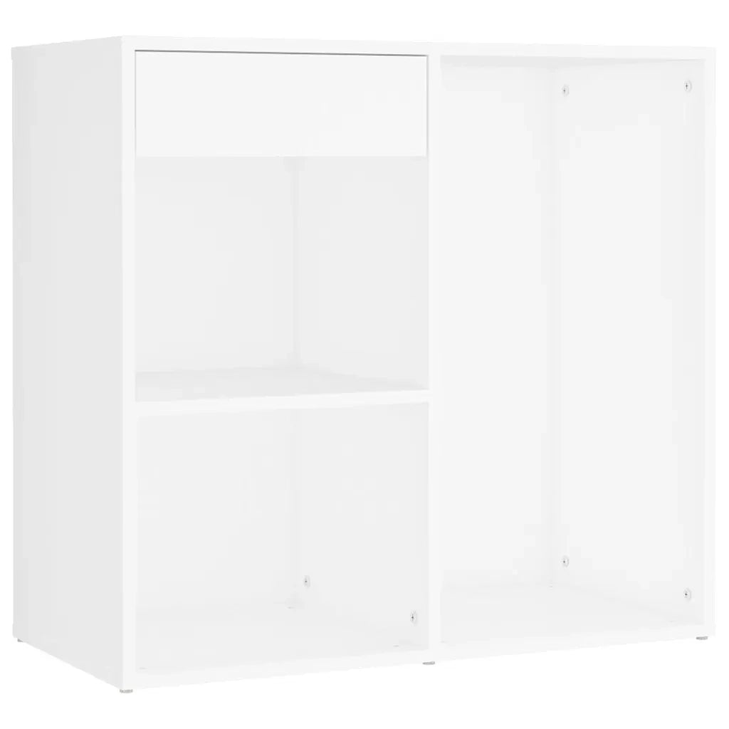 Toeletta | Tavolo da Trucco LED con 2 Armadietti in Legno Multistrato Bianco