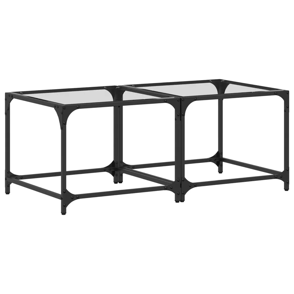 Tavolino Salotto con Piano Vetro Trasparente-Tavolino da soggiorno 50x50x40cm Acciaio 342358