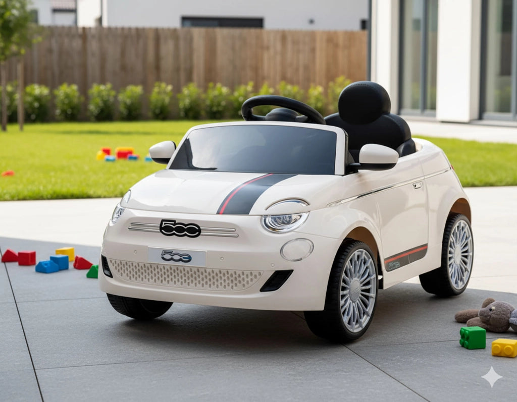 Macchina Elettrica per Bambini Licenza Fiat 500 12V con Telecomando Bianco