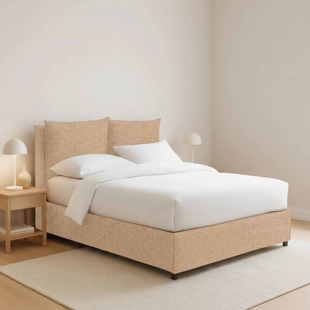 Formby, Letto Matrimoniale Sfoderabile Made in Italy, Beige