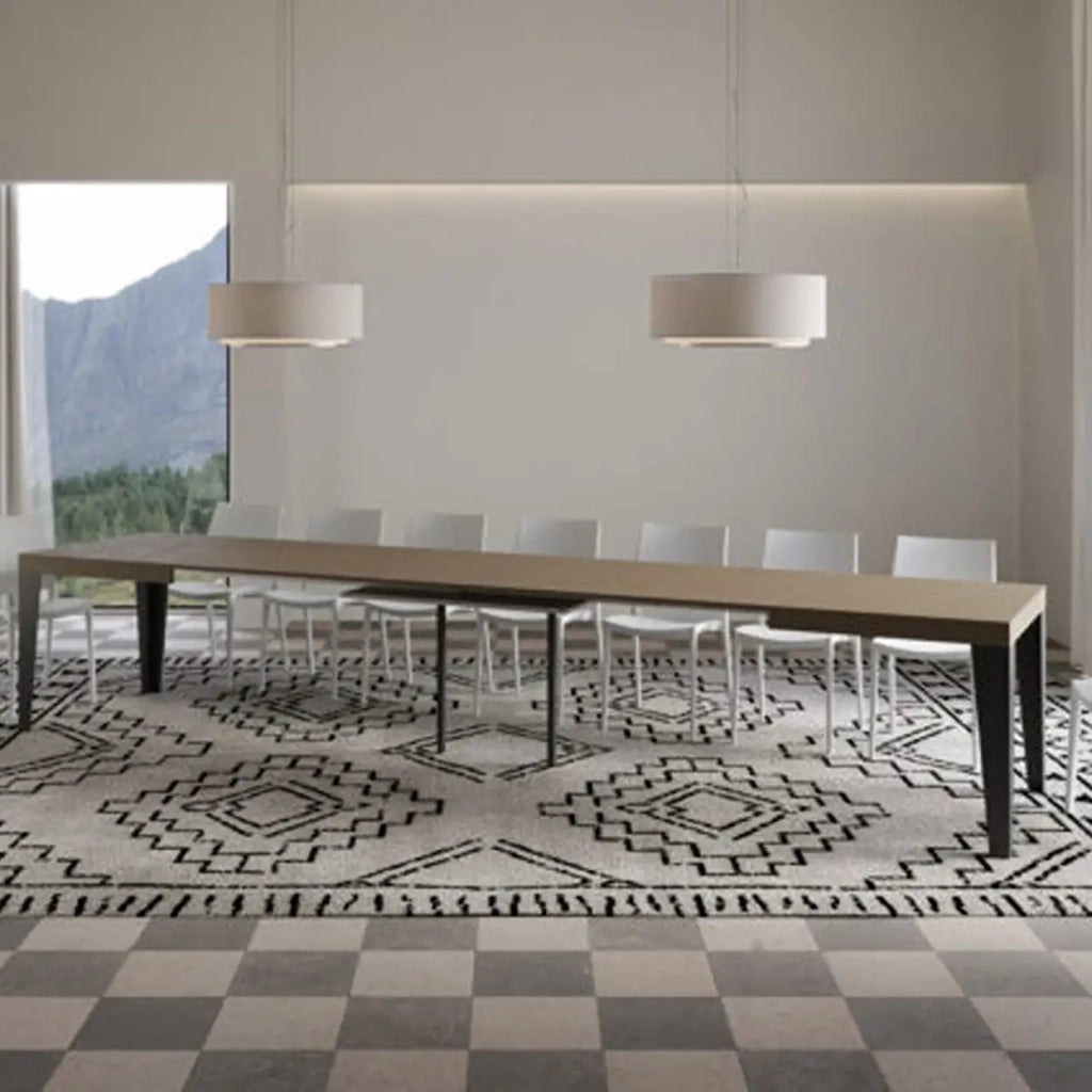 Tavolo allungabile 140/400x90 cm Flame Premium tortora gambe antracite