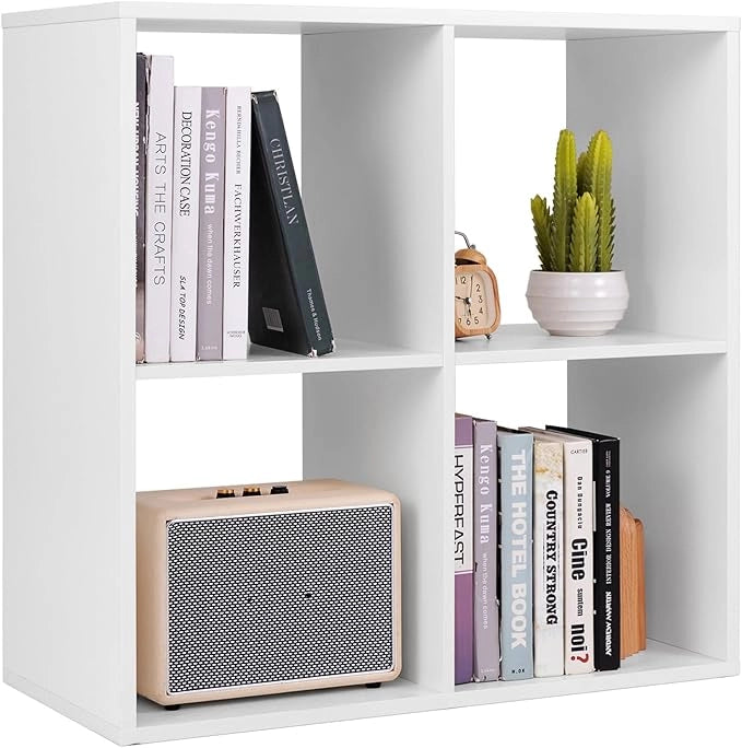 Scaffale Multiuso con Retro Aperto, Mobiletto Espositore Moderno a 2/3/4/6 Cubi con Kit Anti-Ribaltamento, Libreria Autoportante per Camera da Letto Soggiorno Studio (4 cubi)