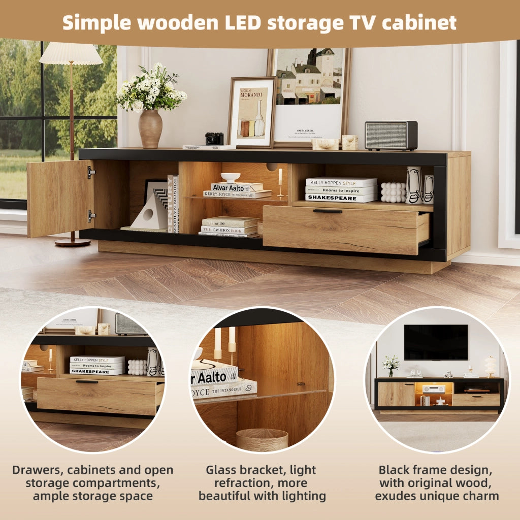 Mobile porta TV con LED RGB, 1 cassetto, 1 armadio e 3 vani aperti, per soggiorno e gaming, 160 × 40 × 50 cm