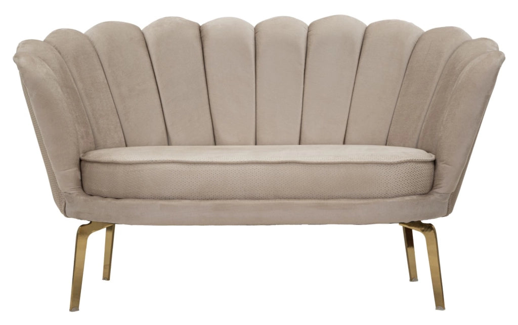 Divano in tessuto crema e metallo dorato 136x76x78cm Vienna Plus