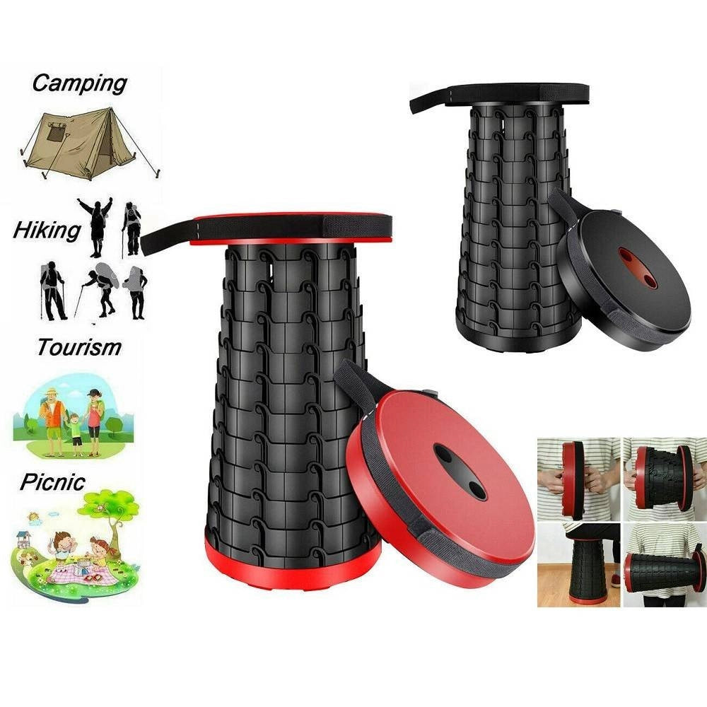 Trade Shop - Sgabello Telescopico Pieghevole Sedia Da Pesca Portatile Compatta Sgabello -