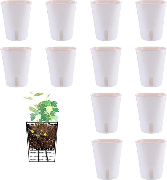 12 vasi autoirriganti con indicator di livello d'acqua - vaso per erbe per cucina - sistema di irrigazione vaso per interni e balcone