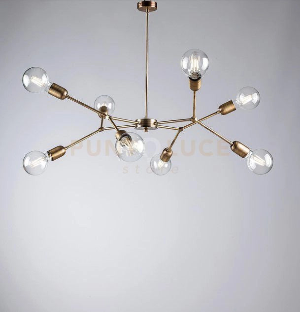 Sospensione HEX, in ferro bronzato spazzolato 8 luci industrial