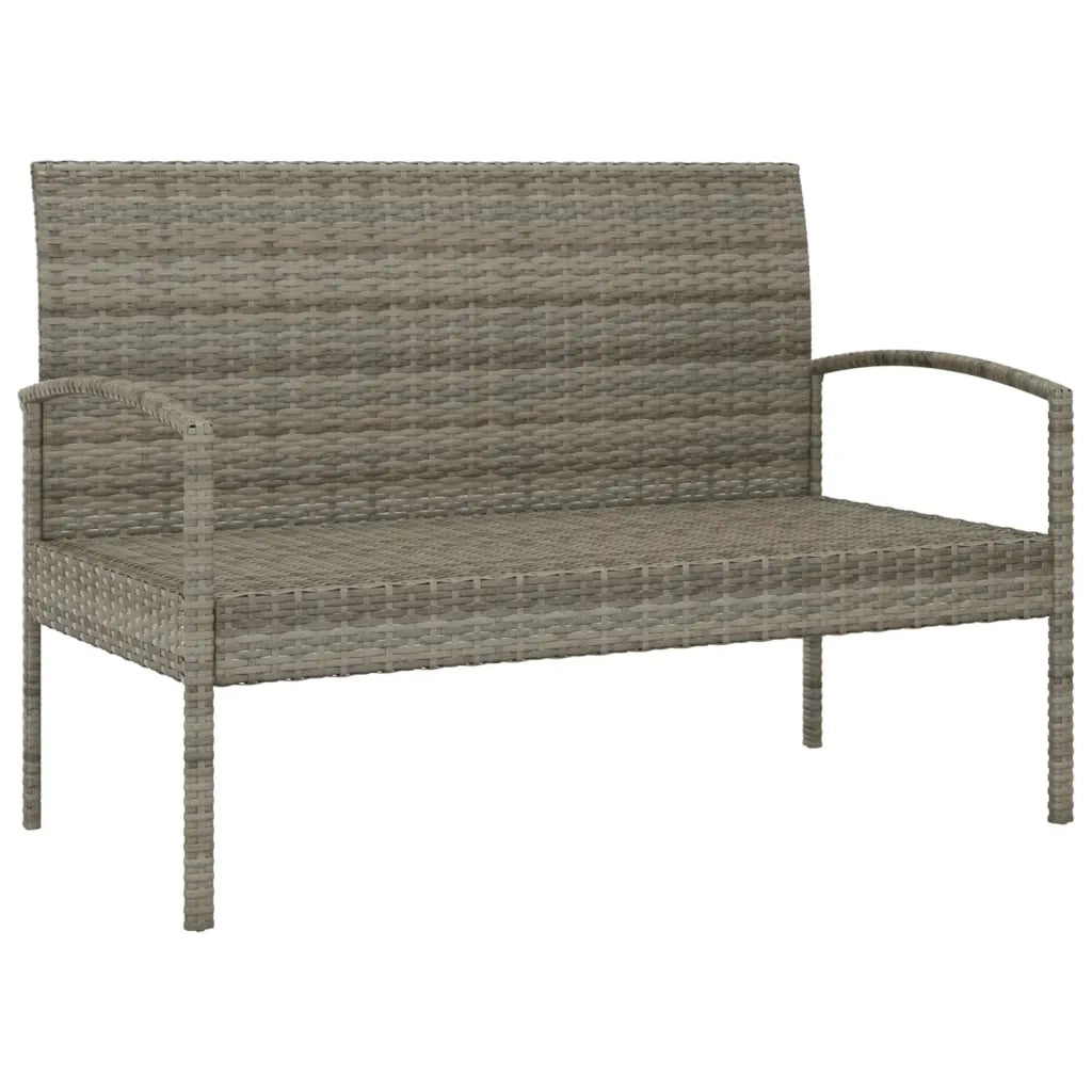 Panca da Giardino con Cuscino Grigia 105 cm in Polyrattan 362167