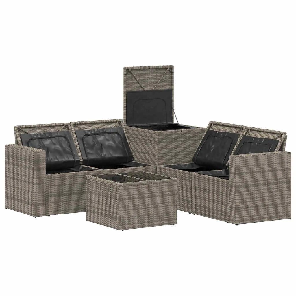 Set di divani 6 pz Grigio e Blu Navy Rattan sintetico e Acciaio 3447407