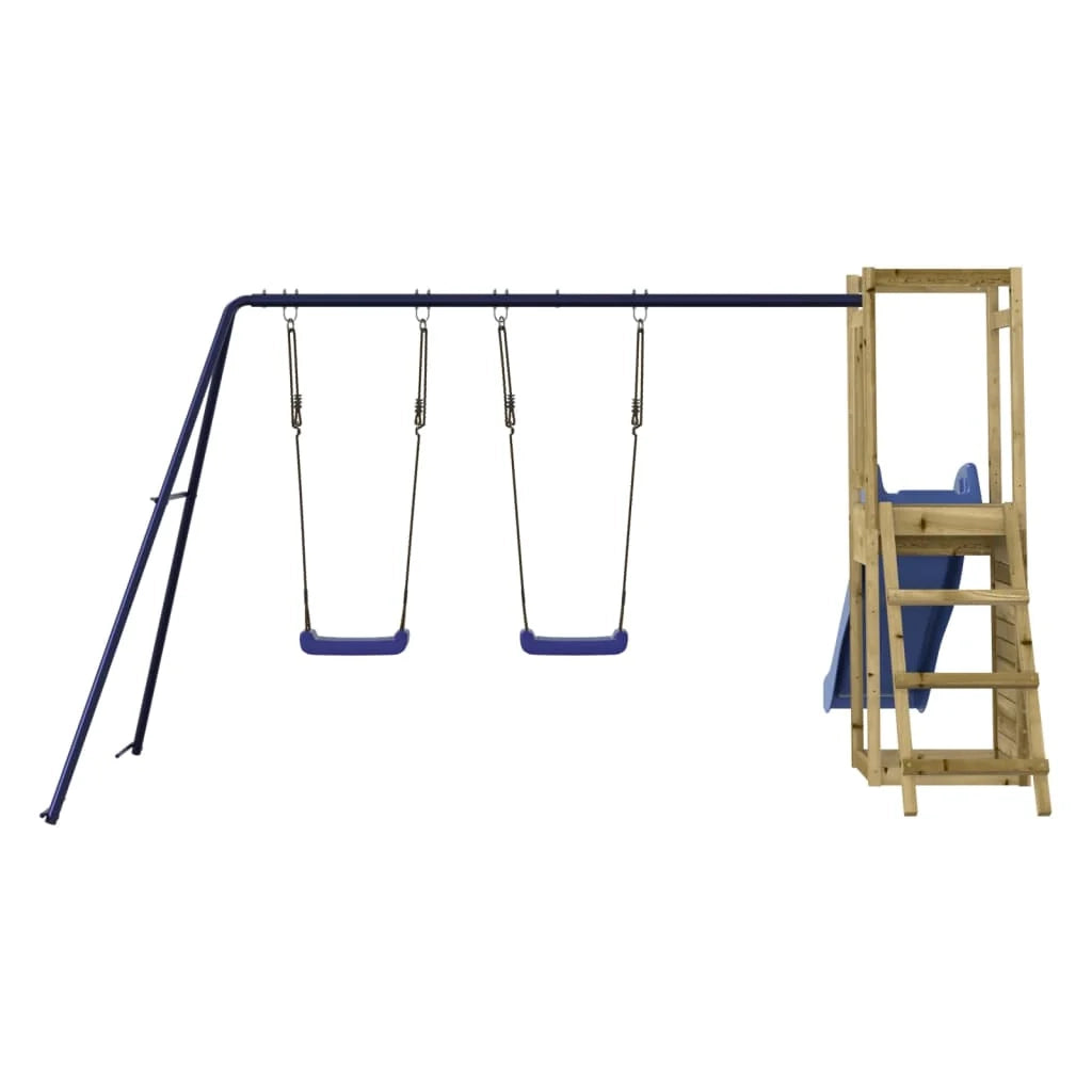 Altalene per parco giochi all'aperto scivolo altalene robuste giochi da giardino 308 x 321 x 169 cm legno di pino impregnato 02_0004824
