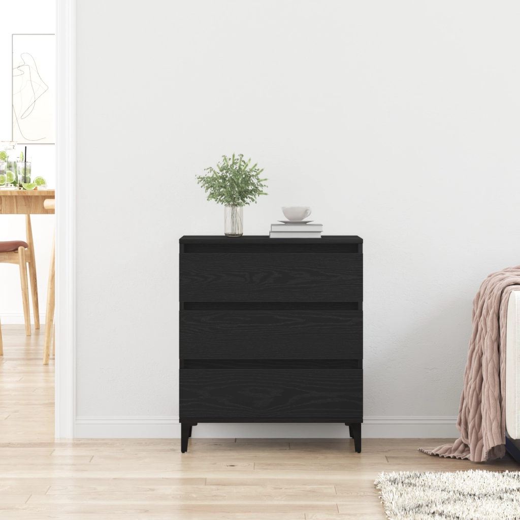 Credenza Nero Rovere 60x35x70 cm Legno ingegnerizzato