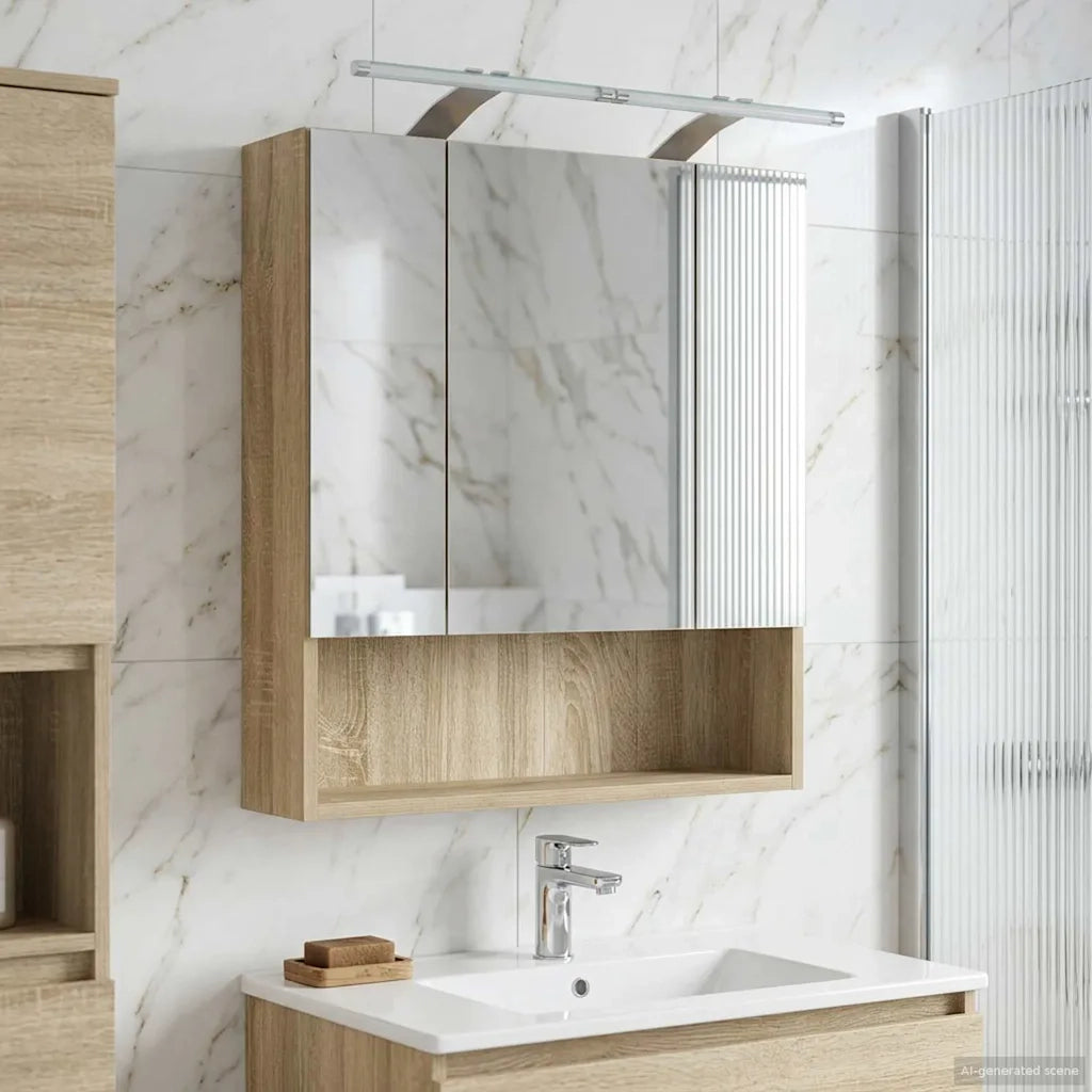 Mobiletto per specchio da bagno Rovere Sonoma 60 x 14.5 x 70 cm