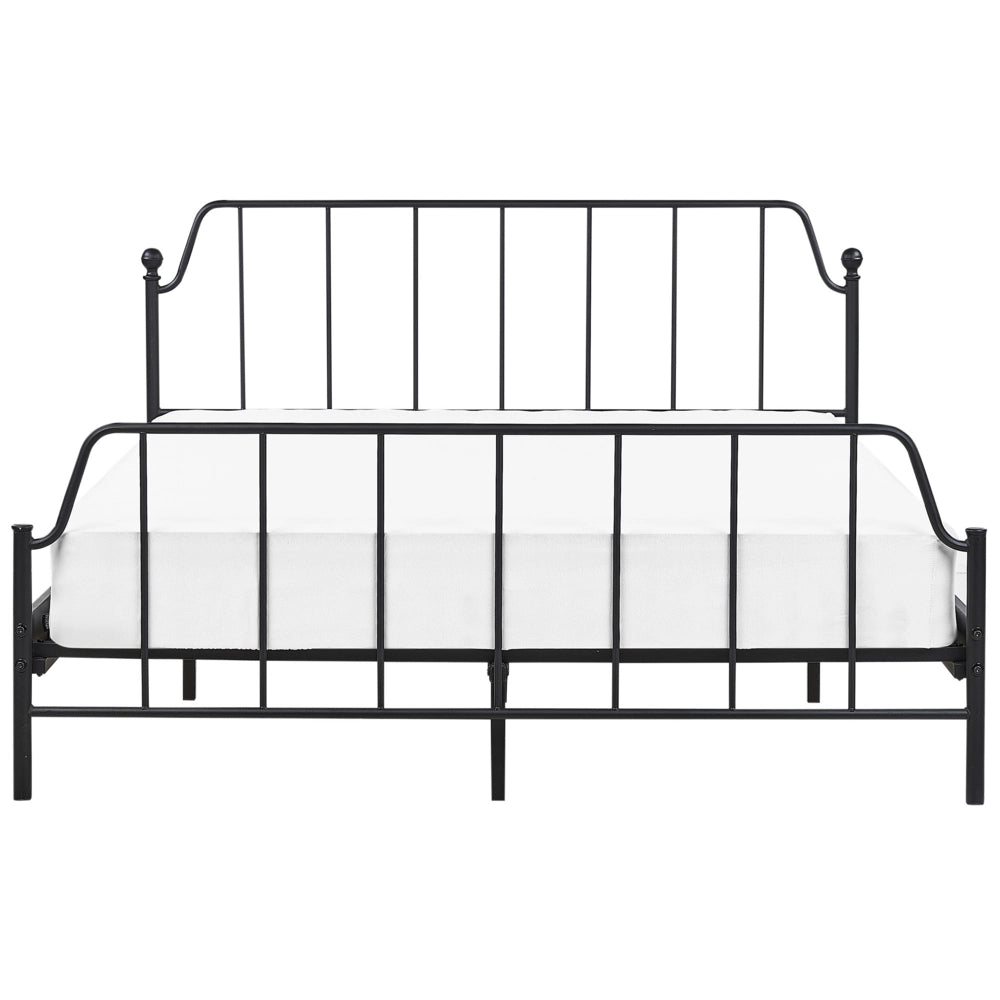 Struttura del letto in metallo nero 160 x 200 cm King Size Doghe in legno di pioppo Camera da letto minimalista industriale