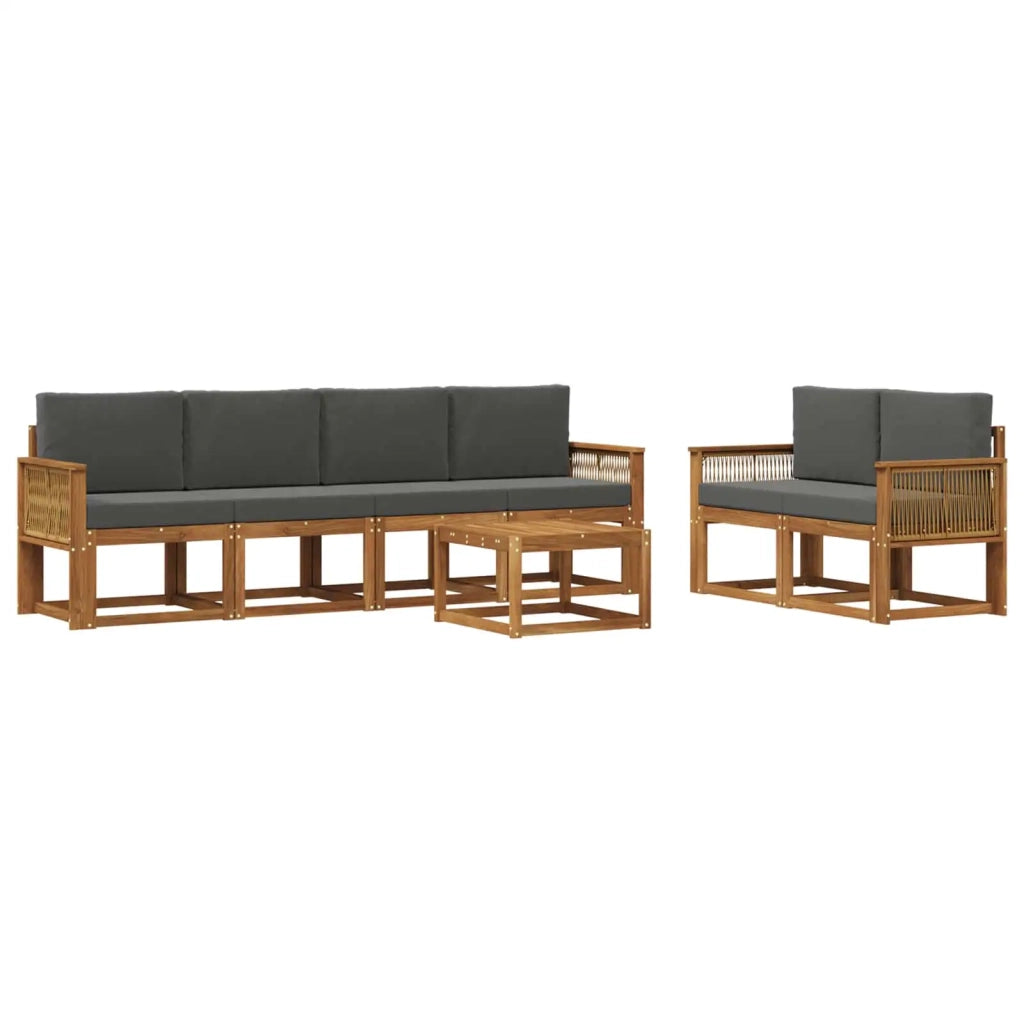 Set di divani da esterno 7 pcs Naturale e Antracite Poliestere 3385018