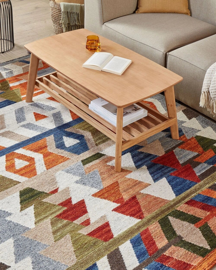 Tappeto kilim di lana multicolore fatto a mano 160 x 230 cm soggiorno camera da letto