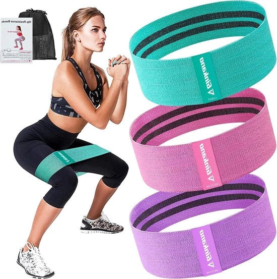 Cinture di allenamento antiscivolo per gambe e glutei - 3 set di cinture di resistenza antiscivolo - Cinture di allenamento glutee per donne e uomini - Ideali per allenamento in casa yoga