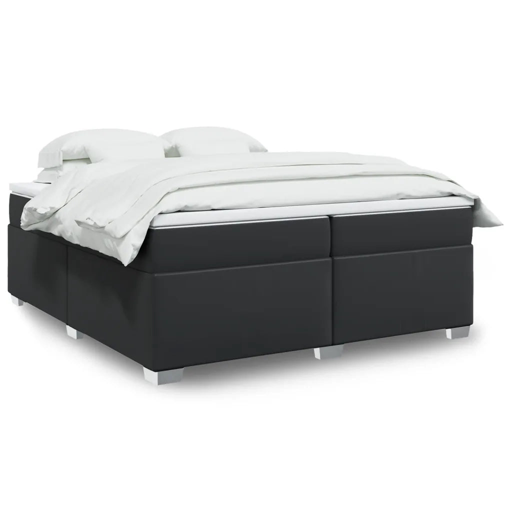 Giroletto a Molle con Materasso Nero 200x200 cm in Similpelle