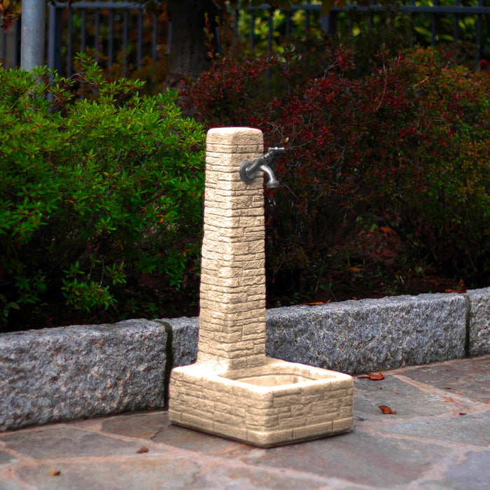 Fontana da Giardino Senza Rubinetto in Cemento Granulato di Marmo Clanezzo Nocciola