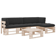 Mobili da giardino mobili da esterno Set di mobili su pallet da 4 pezzi con cuscini in legno di pino impregnato 02_0018389