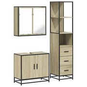 Set Mobili da Bagno | Armadio da bagno 3 pz Rovere Sonoma in Legno Multistrato