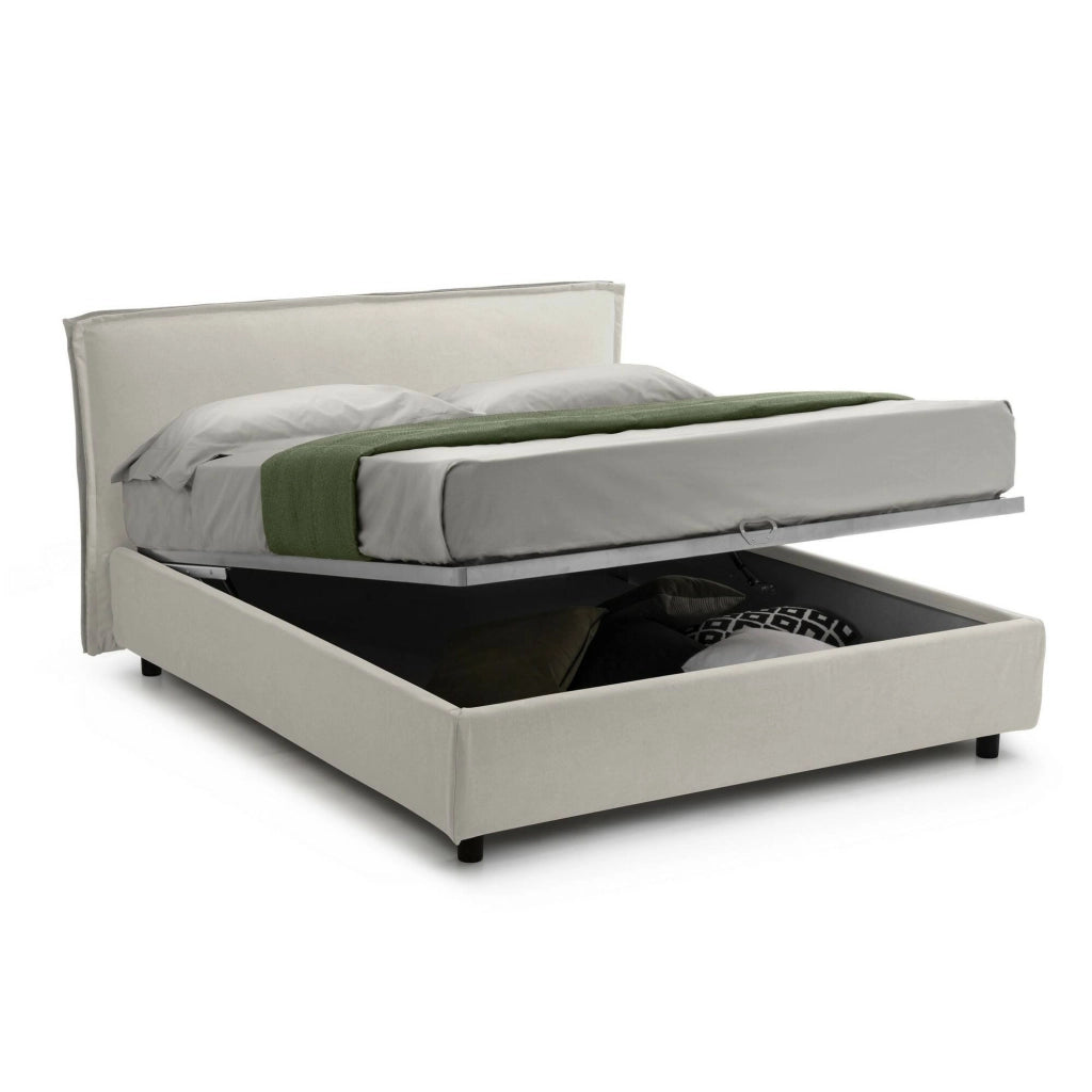 Letto Matrimoniale Brunate, Letto Matrimoniale Materasso Incluso Made in Italy, Beige