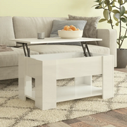 Tavolino Salotto Bianco Lucido 79x49x41 cm in Legno Multistrato 809716