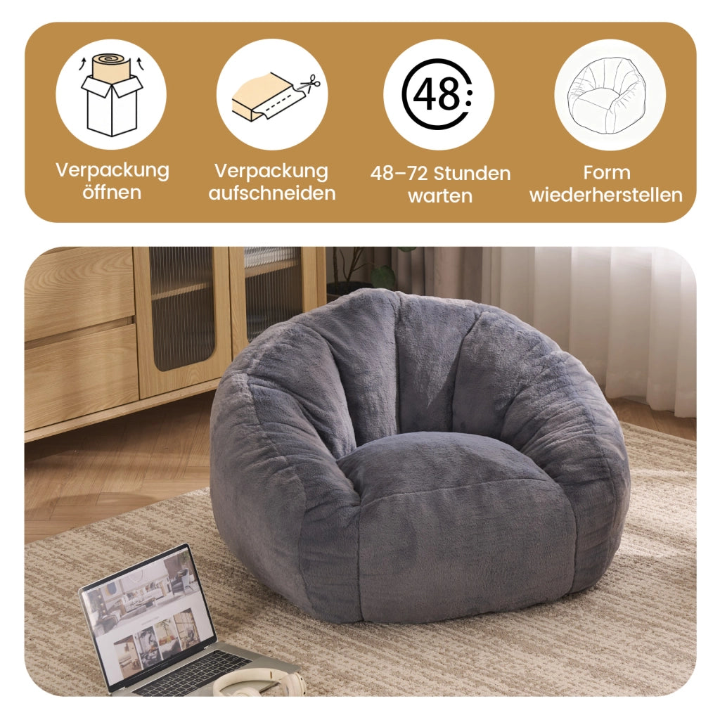 Pouf con schiuma memory e ampio supporto per schiena e zona lombare senza montaggio per adulti in poliestere grigio