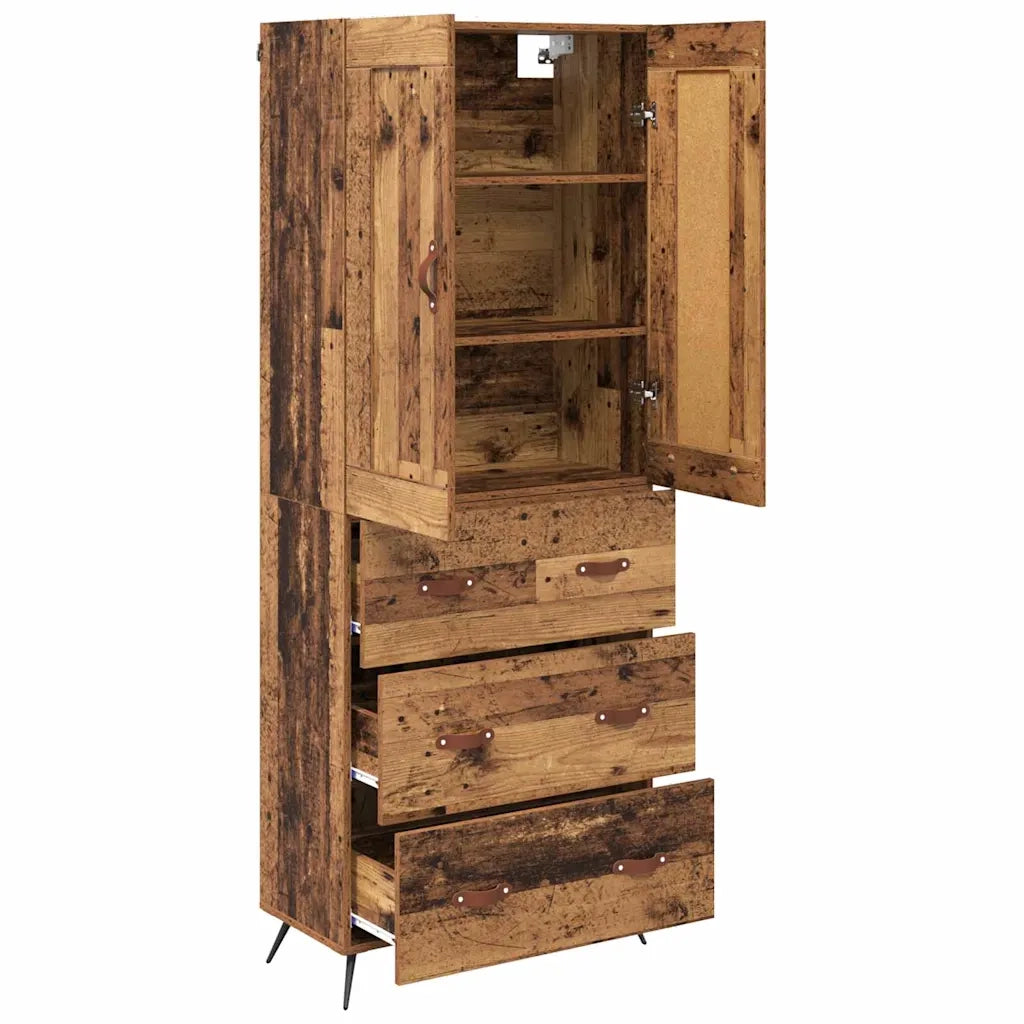 Credenza | Madia | Buffet da pranzo | Armadio da pranzo Legno vecchio 69,5 x 34 x 180 cm Legno multistrato