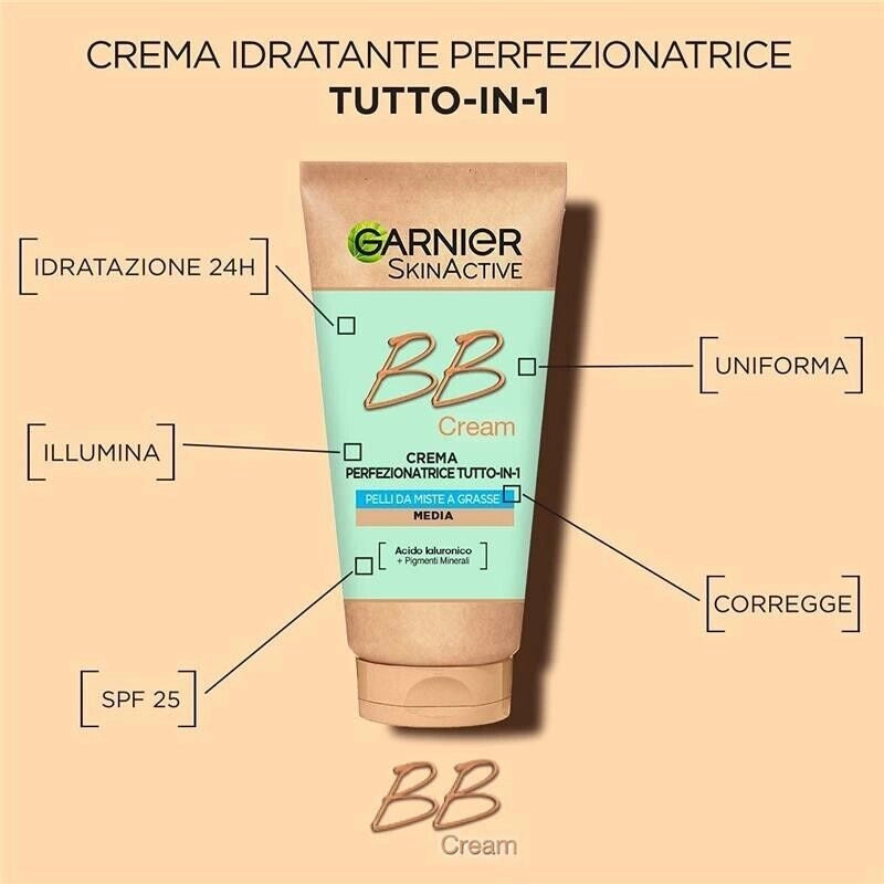 GARNIER BB CREAM ALL ' ALOE VERA OPACIZZANTE PER PELLI MISTE O GRASSE 50 ML
