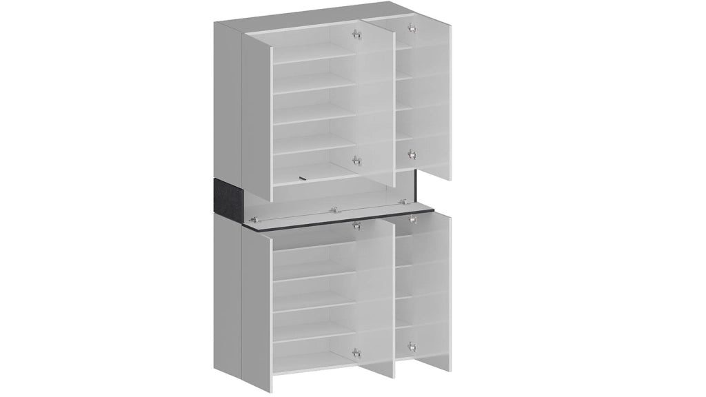 Armadio Scarpiera 6 Ante e 1 Ripiano a Ribalta 114x35x200 cm Savona 6A 1R Bianco Opaco/Grigio Ardesia
