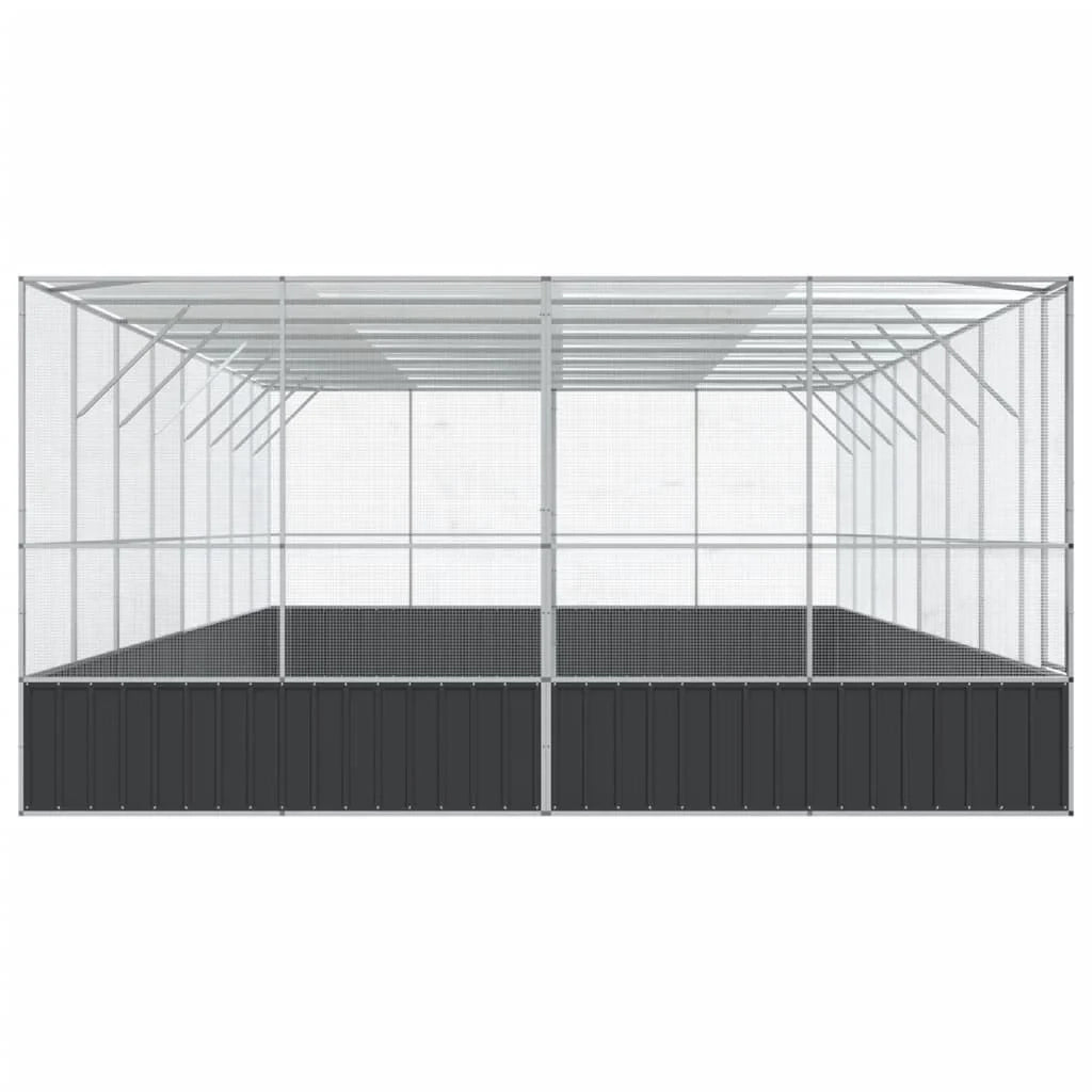 Voliera a gabbia con estensione in argento 832 x 414 x 212 cm acciaio argento 02_0045665