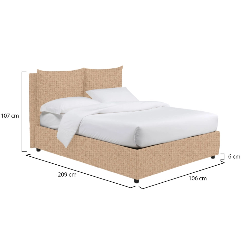 Todmorden, Letto Singolo Sfoderabile Made in Italy, Beige