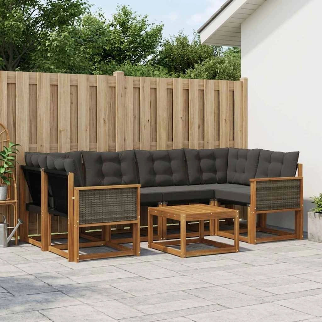 Set di divani da esterno 7 pz Naturale e Nero 3381804
