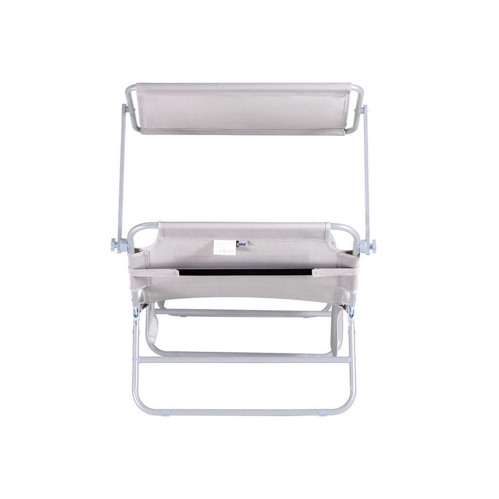 SoBuy Set di 2 Sdrai da Giardino Reclinabile Lettino Prendisole Pieghevole con Cuscino Tasca Laterale e Parasole Sedia Sdraio da Esterno per Patio Campeggio Spiaggia Beige 155x56x81cm OGS48-MIx2