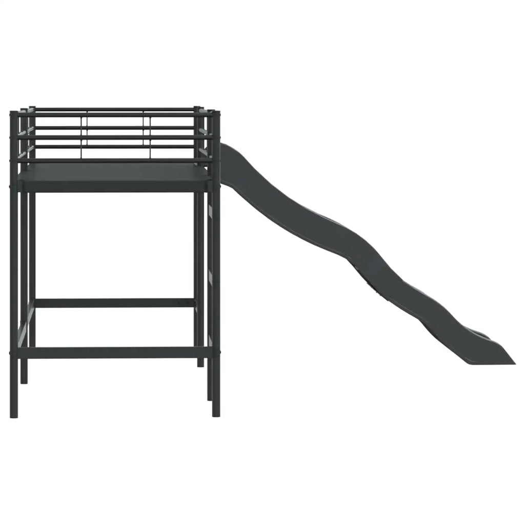 Letto loft per bambini con scivolo Nero e antracite