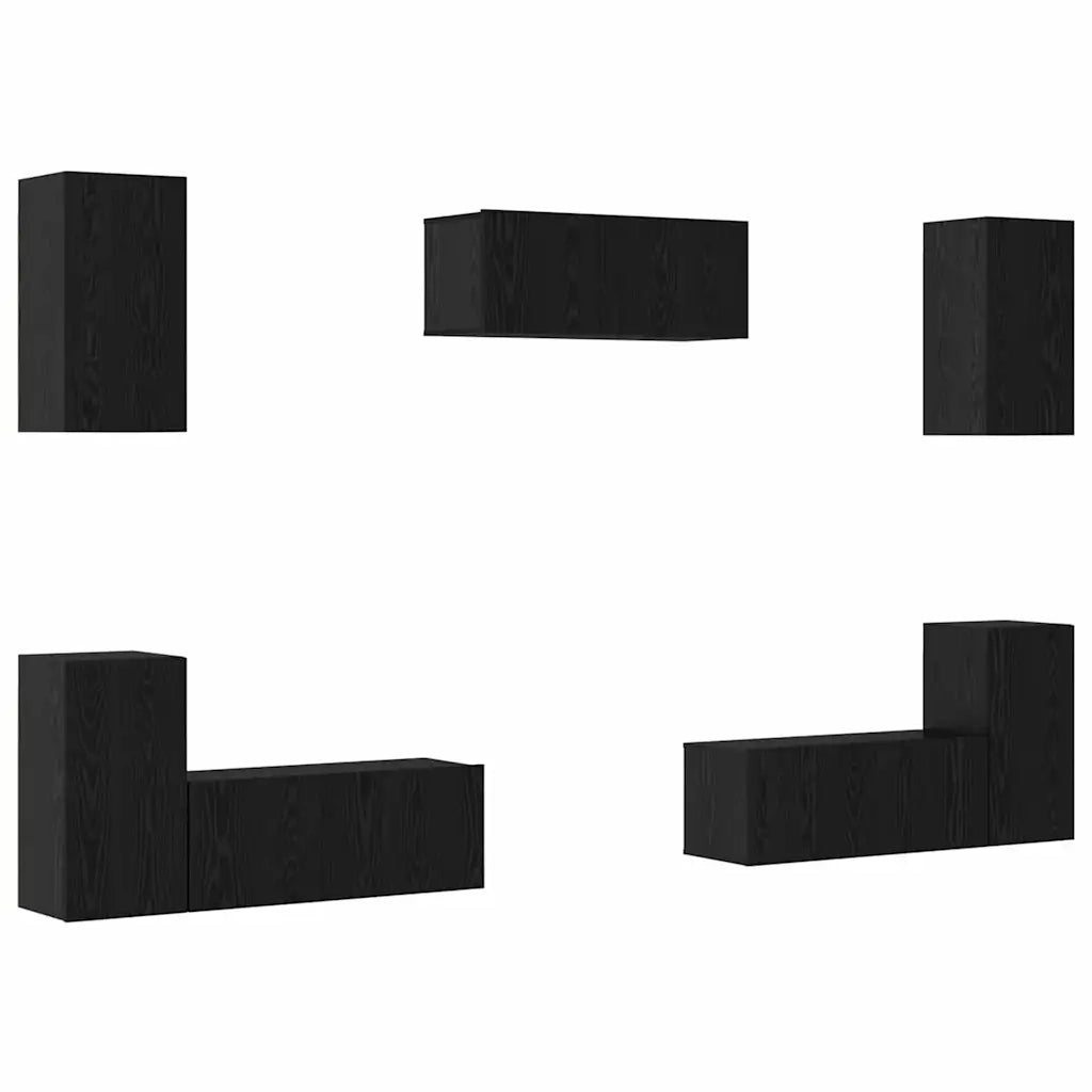 vidaXL Set mobile TV 7 pcs Rovere nero 80 x 30 x 30 cm