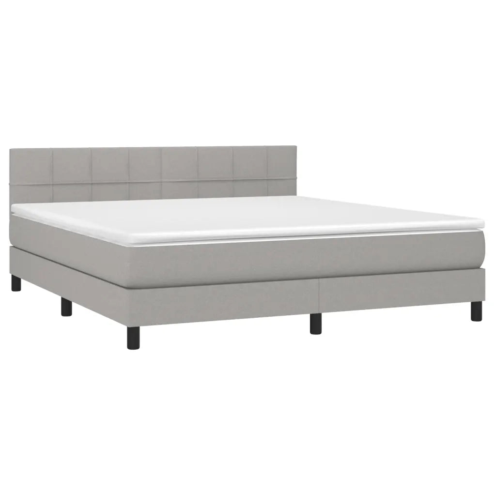 Letto a Molle Materasso e LED Grigio Chiaro 160x200 cm Tessuto 3133165