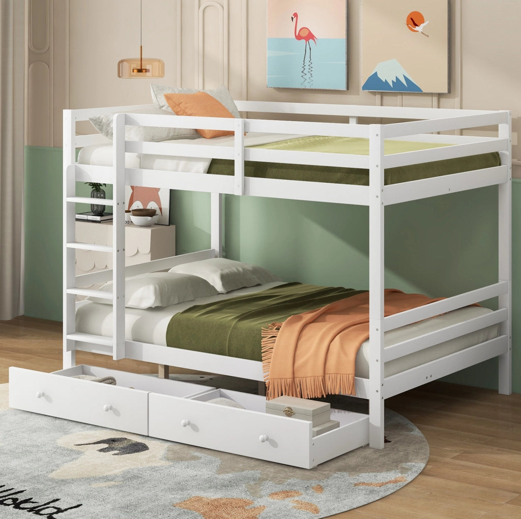 Etagenbett 140x200 cm con cassetti e spazio contenitore; bianco
