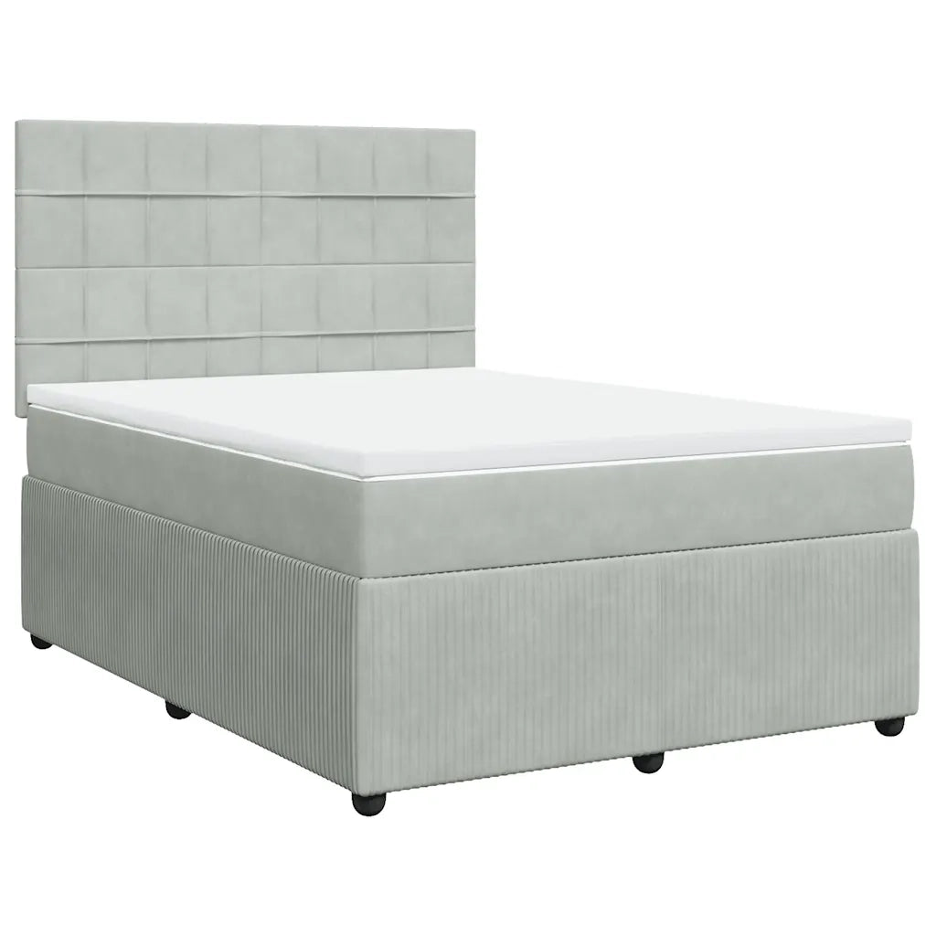 Giroletto a Molle con Materasso Grigio Chiaro 160x200cm Velluto 3292382