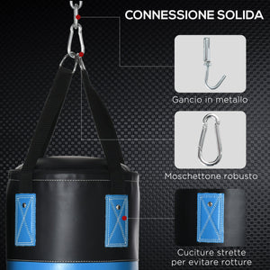 Set Sacco da Boxe da Appendere Sacco per Pugilato a 3 Strati Guantoni e Borsa di Trasporto Blu
