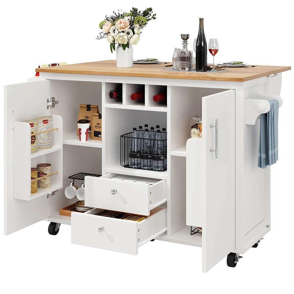 Isola cucina - Xylo - 120x73x92cm piano abbattibile bianco/nero