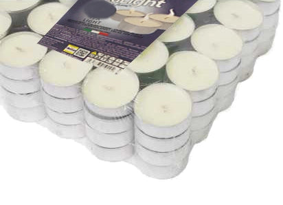 MAURY'S CANDELINE TEA LIGHT 50PZ BIANCHE SENZA PROFUMO BASE IN METALLO