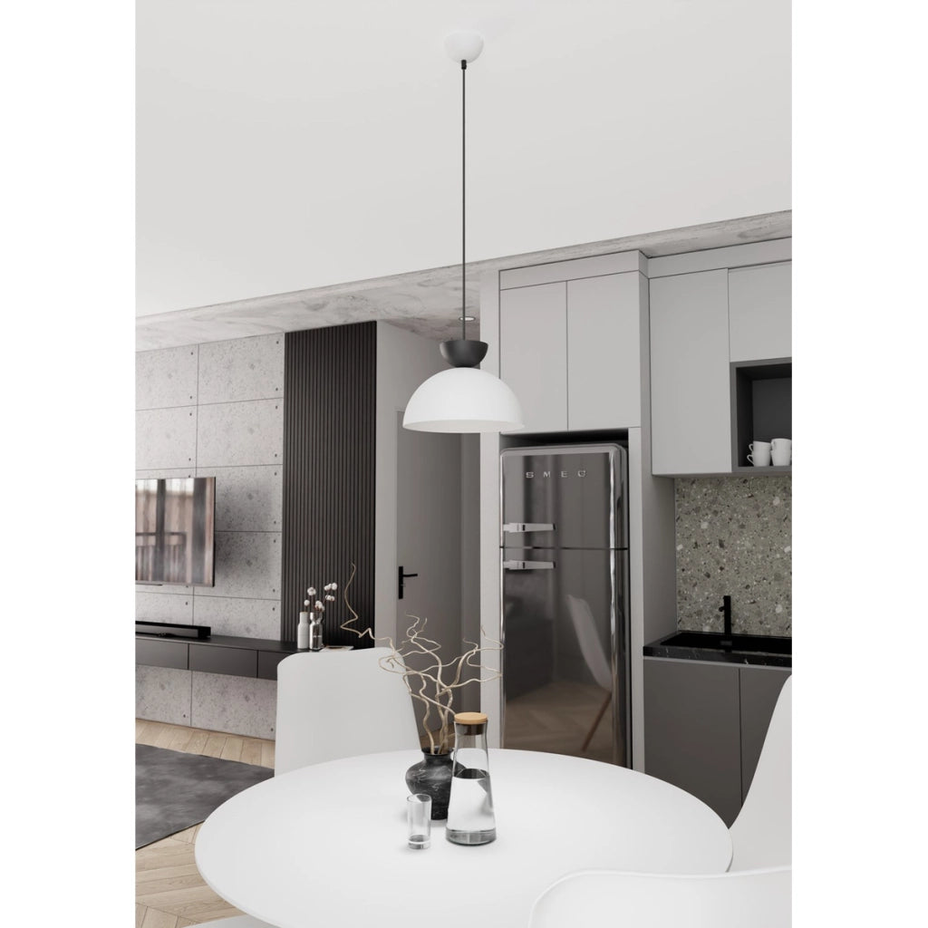 Lampada a sospensione Lunaro in acciaio bicolore bianco e nero