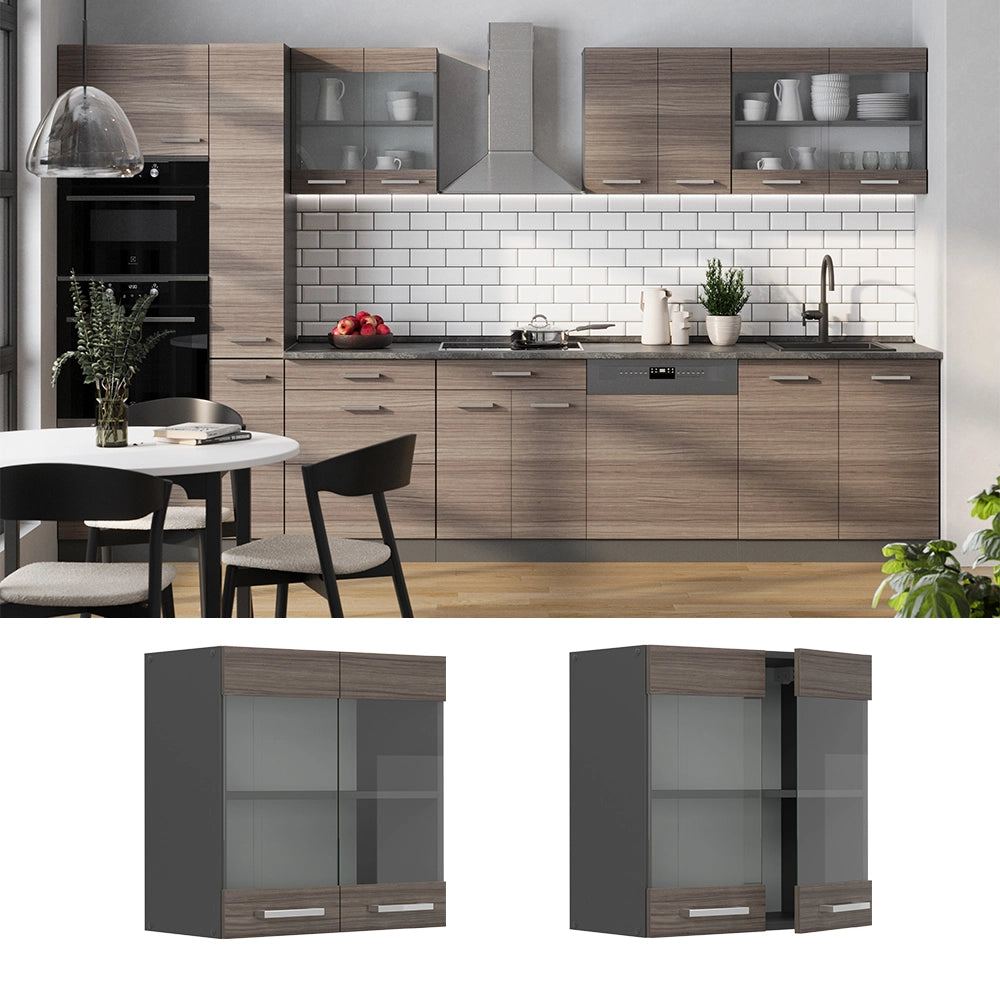 Vicco Mobile da cucina in vetro Grigio nobile 60 cm
