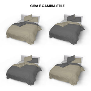 Copripiumino con Sacco e Federe Doubleface Tortora/Fumo Singolo